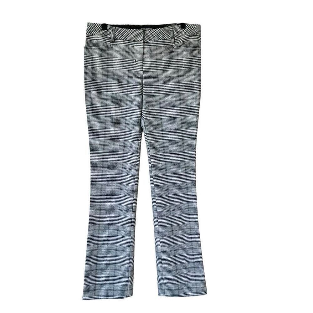 Express Columnist Barely Boot Houndstooth Dress Pants Black and White Size 4